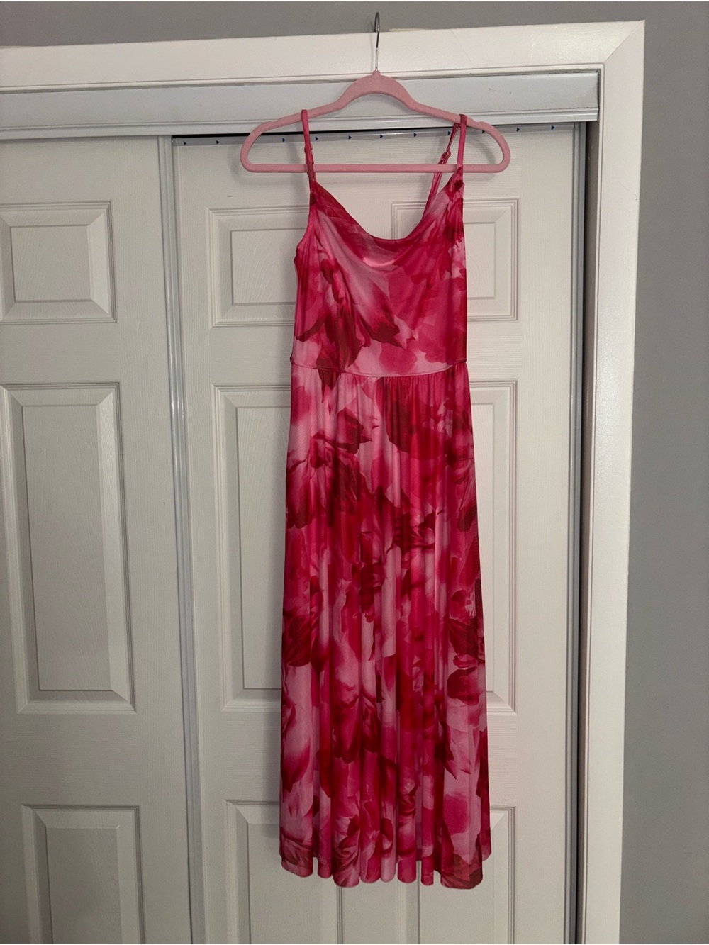 Floral Pink Sleeveless Slip Dress with Adjustable Straps